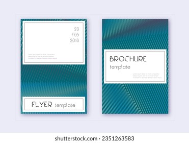 Stylish cover design template set. Red white blue abstract lines on dark background. Fine cover design. Radiant catalog, poster, book template etc.