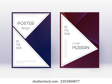 Stylish cover design template set. Violet abstract lines on dark background. Fascinating cover design. Grand catalog, poster, book template etc.