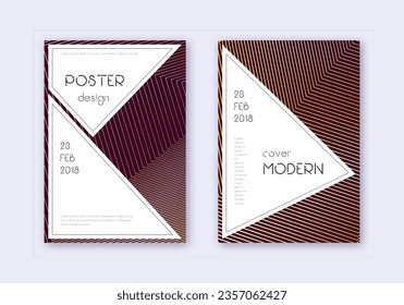 Conjunto de plantillas de diseño de portada elegante. Líneas abstractas de oro sobre fondo marrón. Diseño de portada justa. Catálogo pintoresco, afiche, plantilla de libro, etc.