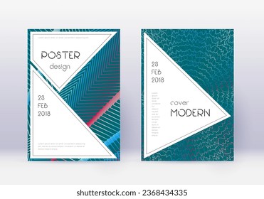 Stylish cover design template set. Red abstract lines on white blue background. Fascinating cover design. Astonishing catalog, poster, book template etc.