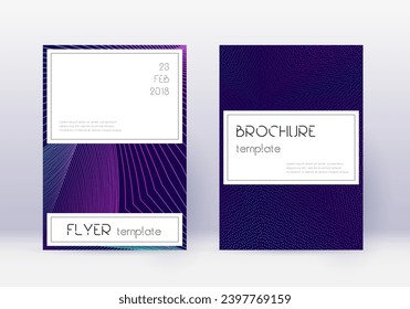 Stilvolles Cover Design Template Set. Neon abstrakte Linien auf dunkelblauem Hintergrund. Cover Design holen. Bezaubernder Katalog, Poster, Buchvorlage etc.