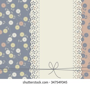 Stylish cover with flowers, bows and leaves for your designs. 
Vector template can be used for invitation, greeting card , baby shower and more designs.