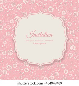 Stylish cover with flowers on pink background