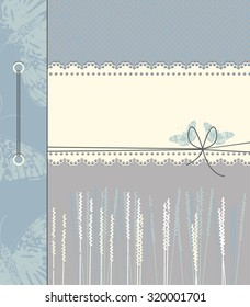Stylish cover with Lace frame for text.Beautiful background with butterflies can be used for an album with photos, greeting card or invitation.