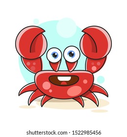 Stylish crab on the beach vector illustration on white background