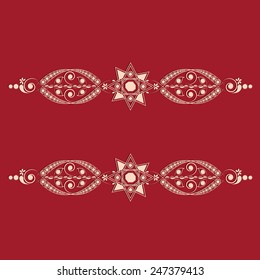 Stylish creative border design on red background.