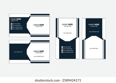 stylish creative business card template, with horizontal and vertical business card, Minimal modern stylish business card, black and white visiting card.