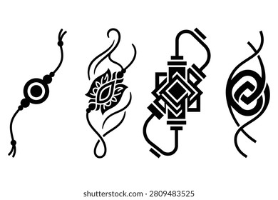 Stylish and creative rakhi designs. Modern wristbands for Raksha Bandhan celebration.
