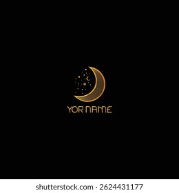 Stylish crescent and stars logo on dark background. Great for spiritual, mystical, or nighttime brand identity.	