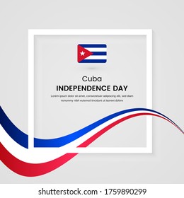 Stylish Cuba country independence day concept illustration with tricolors wave on classic greeting background