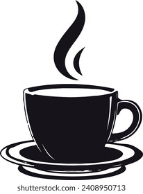 Stylish cup of coffee. Vector drawing of a cup of coffee with smoke.