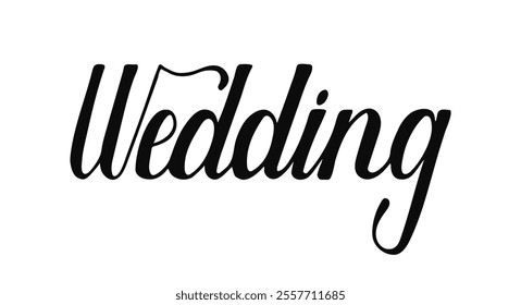 Stylish cursive hand drawn lettering Weddingl for use in invitations or celebration decor. Calligraphy typography has a modern aesthetic