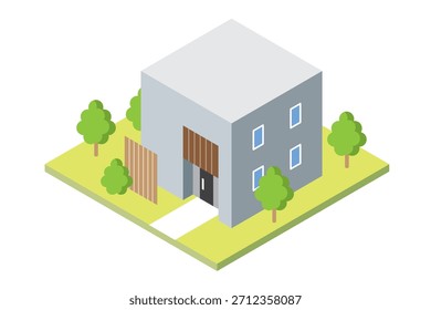 Elegante e bonito destacado ilustração isométrica casa
