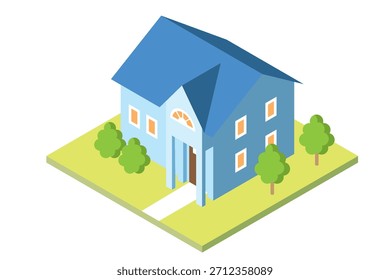 Elegante e bonito destacado ilustração isométrica casa
