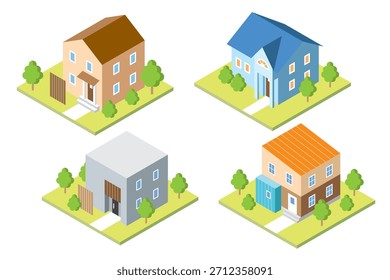 Elegante e bonito conjunto de ilustrações isométricas caseiras destacadas