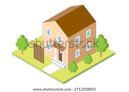 Stylish and cute detached home isometric illustration