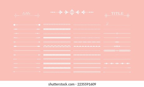 Stylish and cute feminine antique ruled lines underline set _ Simple Illustration Vector Material _ White