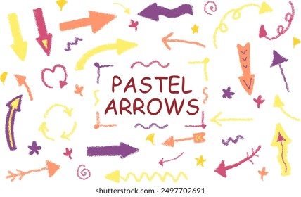 Stylish, cute, pastel, crayon arrow set. Autumn colors. Easy to use and suitable for a variety of designs.