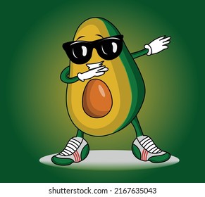 Stylish Dabbing Dance Avocado Character Vector Cartoon Illustration