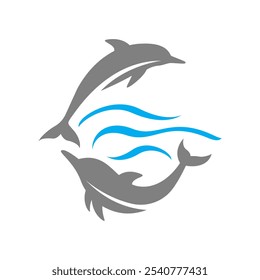 Delfín danzante con estilo en el diseño del agua Ilustraciones vectoriales
