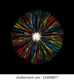Stylish dandelion icon in colors over black. Vector art.