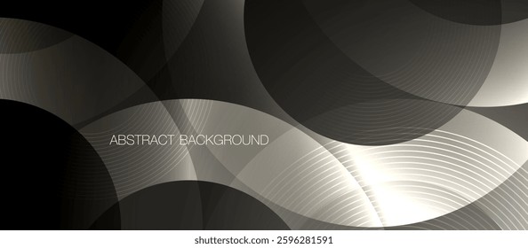 Stylish dark abstract background with smooth curved lines and subtle gradients