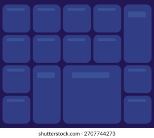 Elegante Plantilla de diseño azul oscuro con cajas de tamaño variado para el contenido