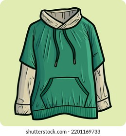 Stylish Dark Green Hoodie Cartoon Illustration Stock Vector (Royalty ...