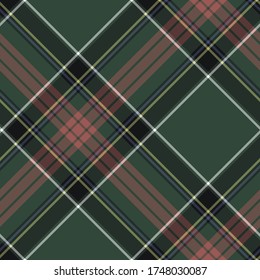 Stylish dark green plaid pattern. Seamless vector tartan design for fabric, textile, wrapping etc.
