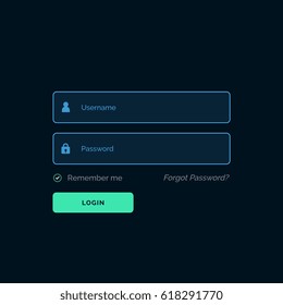 stylish dark login form template ui design
