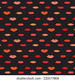 Stylish dark pattern with color lips. Vector illustration