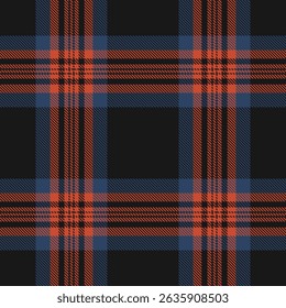Stylish dark plaid pattern with coral and blue accents.  Perfect for textile designs, fashion, and fallthemed projects.