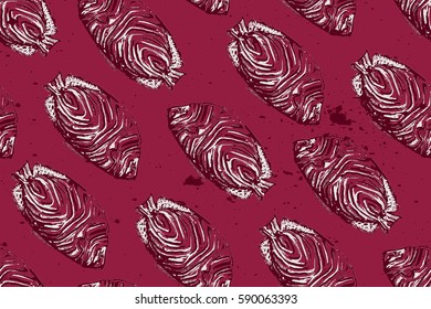 Stylish dark red texture with fish.  Ocean inhabitants. Seamless background. It can be used for textile, cloth, fabric, tile, backgrounds, wallpapers, covers, wrapping or your design.
