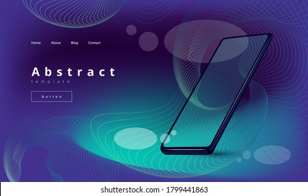 
stylish dark vector template with thin swirling lines grid and mobile phone