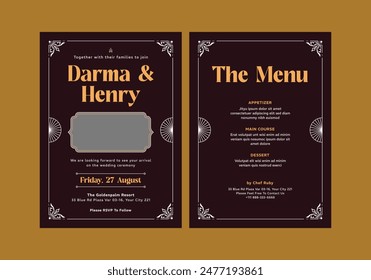 **Stylish Deco Wedding Invitation Template**_ is clean, modern, simply style, and moreover it’s friendly use. It’s Quick And Easy to use to save your time.