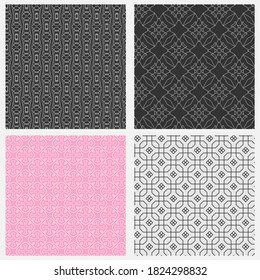 Stilvolle, dekorative Hintergrundmuster. Farben: schwarz, rosa, weiß. Hintergrundbild im modernen Stil. Tapete-Struktur. Vektorset