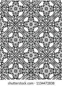 Stylish decorative black & white vector pattern. Retro style