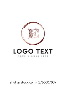 Estilo de letra decorativa tipo de plantilla de logotipo E, logotipo vector para identidad empresarial y de empresa 