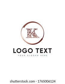 Stilvolle Deko-Briefvorlage vom Typ K Logo, Vektorlogo für Geschäfts- und Firmenidentität 
