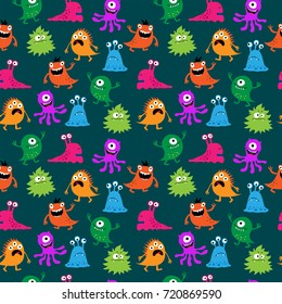 Stylish decorative seamless background with a different monsters