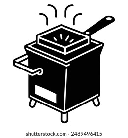 Stylish deep fryer silhouette vector art illustration design, perfect for kitchen decor, culinary visuals, and cooking-themed projects. Ideal for showcasing modern kitchen appliances.