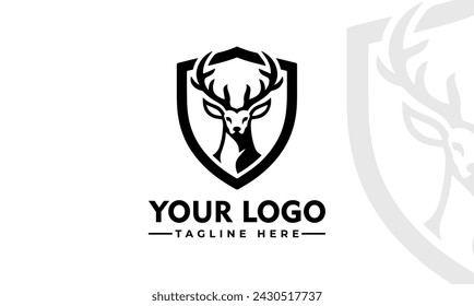 Stylish Deer Buck Stag Antler Logo Elegant Silhouette Design Deer Logo Vector for Branding and Illustration