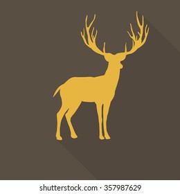 Stylish deer on a brown background