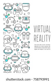 Stylish design banner with virtual reality icon images and text, vector illustration