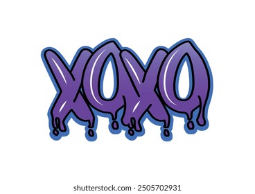 Ein stylisches Design mit dem Ausdruck "xoxo" in rosa, strukturierten Pinselstrich Schrift. Die kalligrafische "xoxo" hebt sich wunderschön auf schwarzem Hintergrund ab. Dies ist eine Vektorgrafik.