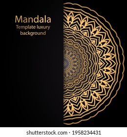 Stylish design with a golden mandala. Vector illustration