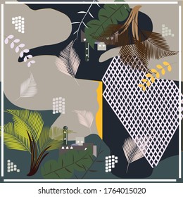 stylish design or pattern for hijab printing or scarf.