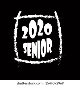 Stylish design for printing on high school graduation clothes. The senior design in the form of a print on a t-shirt. Logo on a dark background for graduation.