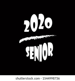 Stylish design for printing on high school graduation clothes. The senior design in the form of a print on a t-shirt. Logo on a dark background for graduation.