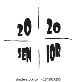 Stylish design for printing on high school graduation clothes. The senior design in the form of a print on a t-shirt. Logo on a light background for graduation.
